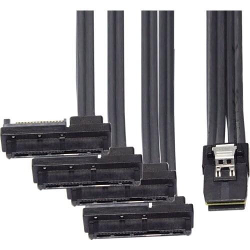 Xiwai Mini SAS SFF-8087 Host Internal 36 Pin to 4 SFF-8482 29Pin Target SAS Hard Disk and SATA Power Cable 50cm