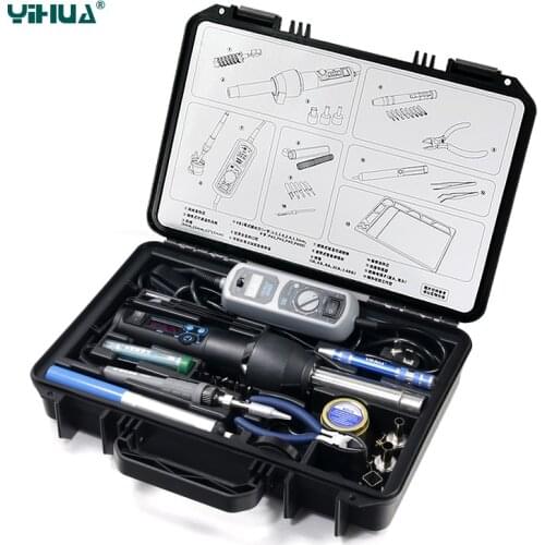 YI HUA 8858-I 908D EU/US 650W LCD Adjustable Electronic Heat Hot Air Gun Desoldering Soldering Station BGA Welding tools