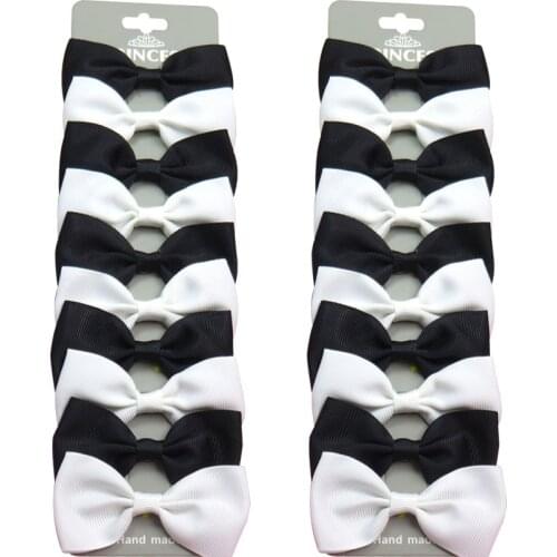 20PCS/Lot Cute Black and White With Clip Grosgrain Ribbon Bow Hairpins 2020 Scrunchie Korean CLIP Hair Accessories For Baby Girl