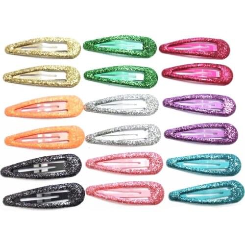 20Pcs/Set 5CM Women Girls Glitter Hair Clips Metal Snap Hairpins Cute Candy Color Hair Accessories Hair Styling Tools Barrettes