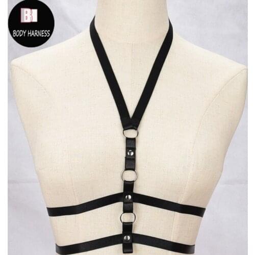 Women Sexy Body Cage Bra Elastic Harness Belt Rivet Pole Dance Lingerie Crop Top Bondage Gothic Black Cosplay Body Harness