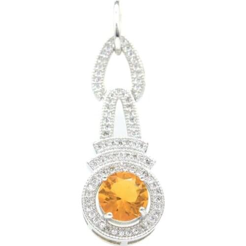 46x15mm New Arrival Long 5.3g Created Golden Citrine Dark London Blue Topaz CZ Women Silver Pendant for Women Dating Jewelry