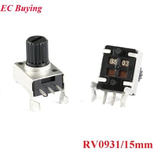 10pcs RV0931 15mm Shaft Side-Adjustable Handle Potentiometer 1K/B102 5K/B502 10K/B103 50K/B503 100K/B504 WH09 0931