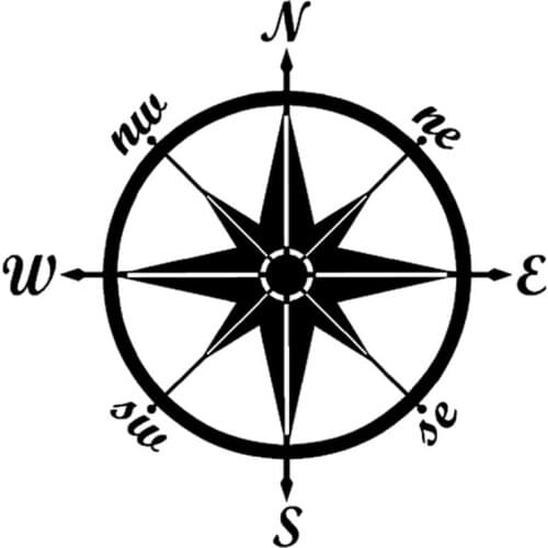 13cm*13cm Compass Silhouette Art Creative Stickers Motorcycle Car Styling Black/Silver S3-4741