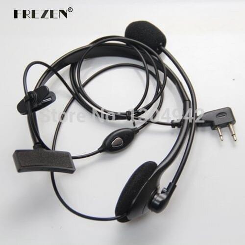 2-Pin Overhead Earpiece Headset Boom Mic Microphone Noise Cancelling for Icom Maxon Yaesu Vertex Two Way Radio Walkie Talkie