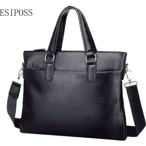 2019 Fashion male briefcase Genuine Leather vintage mens plain messenger bag casual Cowhide men Business bag crossbody bag