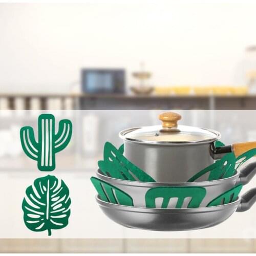 3Pcs Cactus Monstera Shape Coaster Table Pad Heat Insulation Pot Mat Placemat Coffee Cup Mat Tea Pad Cup Cushion