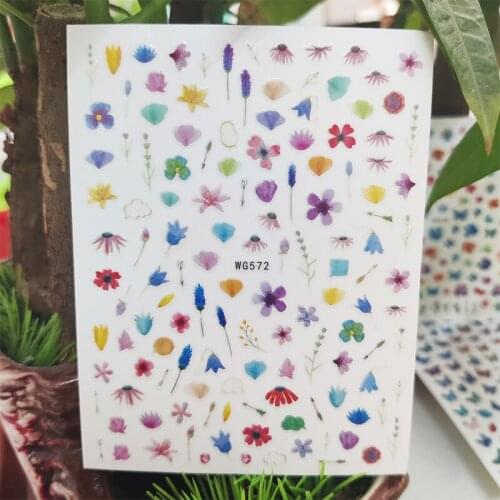 3D Stickers for Nails Small Floral Pink Flowers Design Nails Art Decoration Manicure Stickers Sliders Nail Foil Accessories