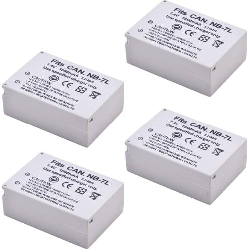 4× 1800mAh NB-7L NB7L NB 7L Battery Akku for Canon PowerShot G10 G11 G12 SX30IS Cameras