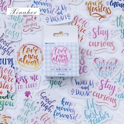 45pcs/box Colorful mood English letter paper sticker decoration stickers DIY for craft diary scrapbooking planner label sticker