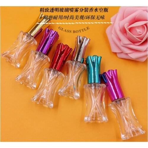 8ml Transparent Glass Spray Empty Bottle with Color Plastic Flower Cover 100PCS/LOT