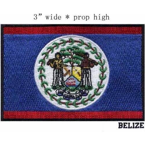 Belize 3" wide embroidery flag patch patches for clothing iron/kids patch/two strong people
