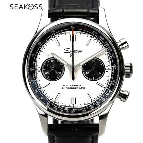 Luxury Fashion 40mm Men Chronograph Pilots Watch 1963 Seagull ST19 Movement Stainless Steel Band Mechanical Watch Luminous Hands