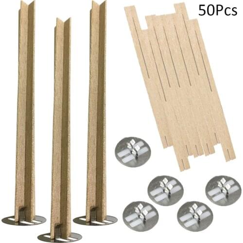 50Pcs 13mm*130mm Wooden Candle Wicks Natural Candle Cores With Metal Base For Candle Making DIY Craft Pick Supply SoyParffin Wax