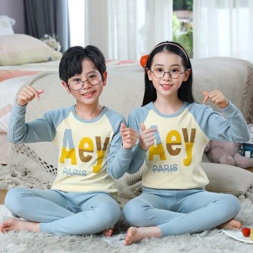 Children Pajamas Set Cotton 2021 Autumn Baby Clothes Boys Homewear Pyjamas Cartoon Sleepwear Suit For Girl Long Sleeve Nightwear