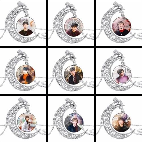 Fashion Kpop Stray Kids moon pendant necklace Zinc Alloy Crystal fans gift korean style stray kids kpop necklace