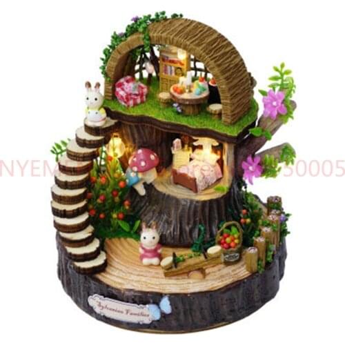 DIY Assembled Resin Anime Cottages Music Box My Neighbor Totoro Birthday Gift Fantasy Forest Candy Cat Figurine 10 Piece