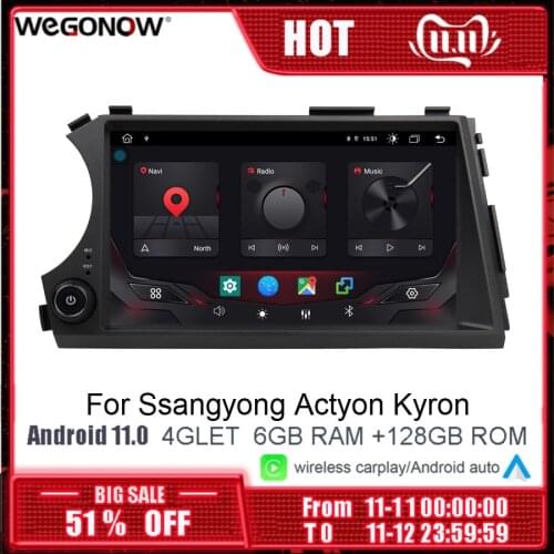 DSP IPS 8''Android 10.0 8Core 4GB 128G Car DVD Player GPS navigation Carplay WIFI BT Radio For Ssang yong Ssangyong Actyon Kyron