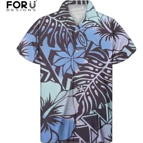 FORUDESIGNS Fashion Summer Holiday Bluose Tops Hawaiian Flowers Design 2020 Brand Designer Short Sleeves Oversize Shirts Mujer