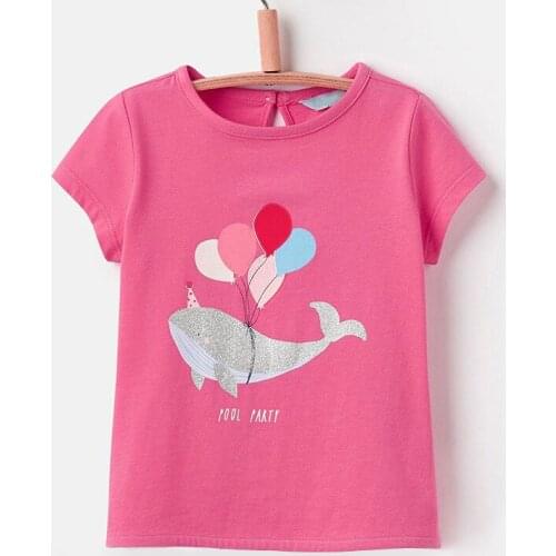 Little Maven New Summer Kids Clothing Short O-neck Pink Whale Colorful BalloonsTee Knitted Cotton 1-6yrs Girls Casual Tshirt