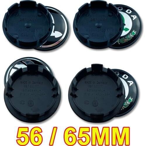 100pcs 56mm 65mm Black Silver Car Wheel Hub Caps Center Cover For Octavia Fabia Superb Rapid Yeti 5JA601151A 1J0601171 Badge