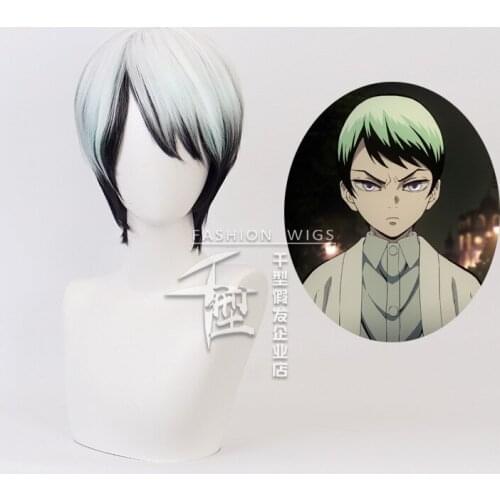 2020 Demon Slayer Kimetsu no Yaiba Yushirou Short Wig Cosplay Costume Heat Resistant Synthetic Hair Halloween Party Wigs