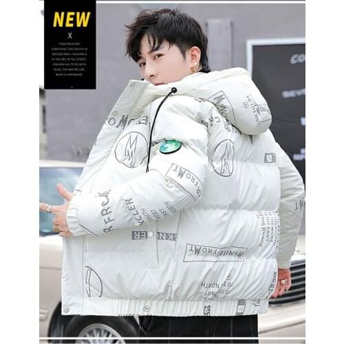 Cotton-Padded Jacket Mens Winter Casual Coat Hooded Cotton-Padded Coat Mens Korean Style Slim-Fitting Short Large Size Winter