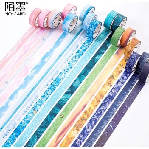 15mm Autumn leaves snow forest sunny sky dusk green leaves seaside galaxy washi tape DIY planner diary scrapbooking masking tape