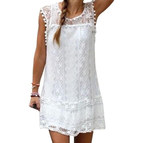 Summer Dress New European American White Lace Vestido Elegant Sleeveless Vest Dresses Clothing Vestidos LBD9839