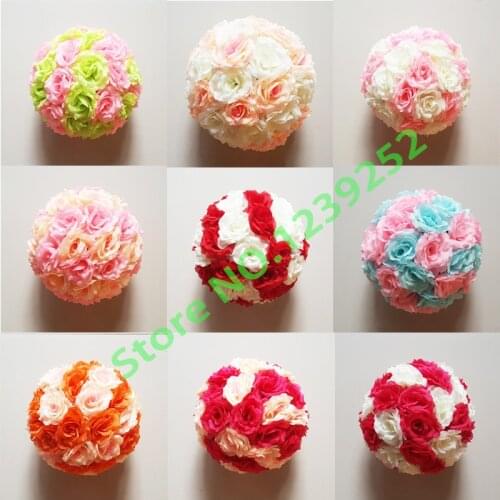 Multi-color 20cm Flower Ball Centerpieces Silk Rose Decorative Hanging Flower Ball Wedding Kissing Ball Pomander Decoration