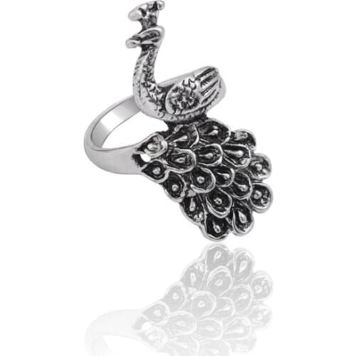Trendy Vintage Peacock Ring Ancient Rings Exaggeration Punk Finger Ring Xmas Birthday Gift For Wommen Jewerl