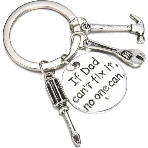 Fashion Wrenches Hammer Tool Keychain For Men Man 2018 Silver Letter Key Chains Metal Key Ring Chritmas Day Gift Jewelry