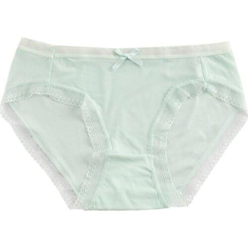 Fashion Women Thin Sexy Lace Decoration Briefs Sweet Mid Rise Solid Color Underpants Panties