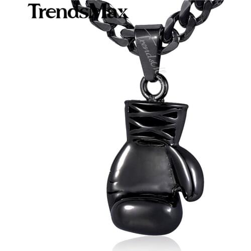 Trendsmax Mens Boxing Pendant Neckalce Gold-color Boxer Glove 316L Stainless Steel Chain HP464-HP465