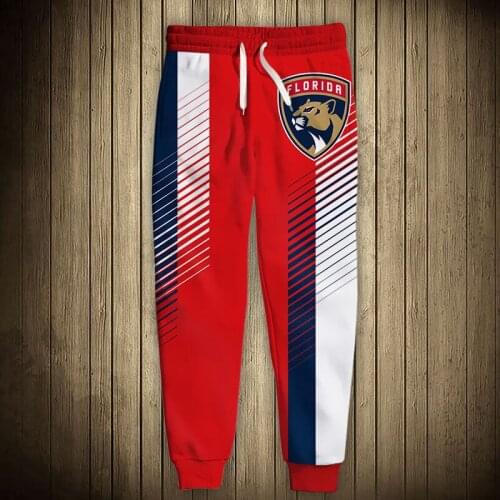 Florida mens casual Panthers sports pants Blue and red stitching brown leopard print sweatpants