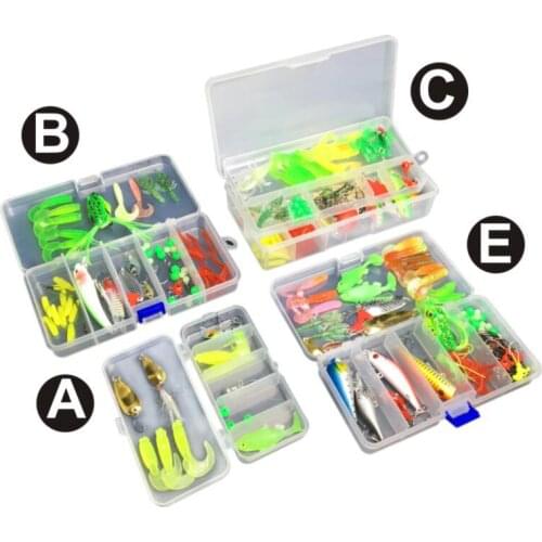 18-121pcs Fishing Lures Set Salt Soft Lure Kit Artificial Bait Pesca Hard Plastic Wobblers Metal Jig Spoon Multi Function Box