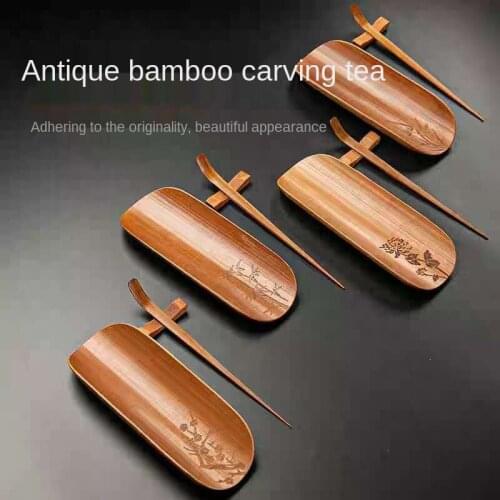 Natural Bamboo Tea Scoop Plum Blossoms Orchids Bamboo and Chrysanthemum Zen Kung Fu Tea Ceremony Six Items Tea Clamp Tea Pick