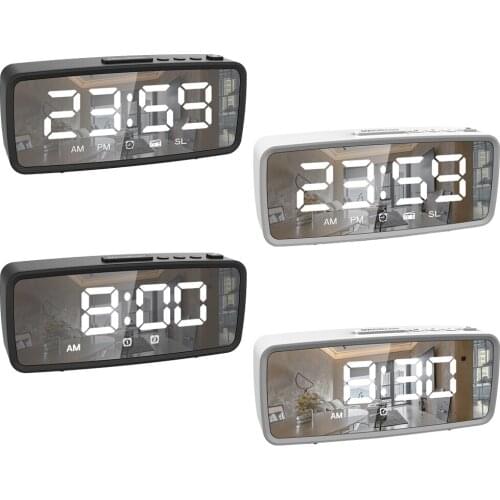 Small Desk Digital Alarm Clock LED Large Display 12/24Hr Snooze Mode Adjustable Brightness for Bedroom