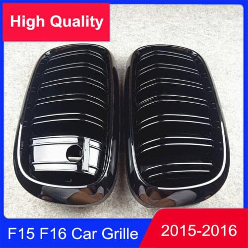 Pair New Model Black Car Front Grille With Night Vision For BMW X5 X6 F15 F16 ABS 2-Slat Front Mesh Grill Grille 2015-2016