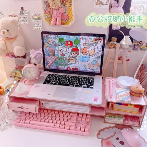 Large capacity Desktop Computer Keyboard Storage Holders Drawer Stationery Pen Books Sundries Shelf Home Office Accessories