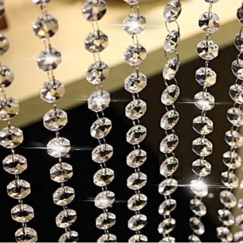 10m Clear Acrylic Crystal Beads Curtain Garland Chandelier Pendants Hanging Chain Christmas Wedding Party Decoration Home Decor