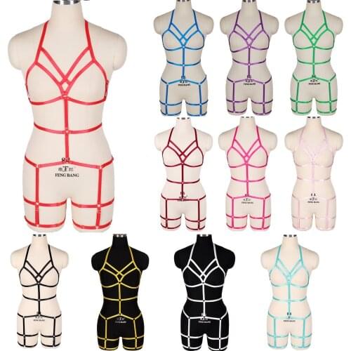 Pink Harness Bra Wedding Lingerie Hollow Sexy Women Bondage Body Harness Belt Edgy Goth Cage Bra Sexy Erotic Gothic Clothes