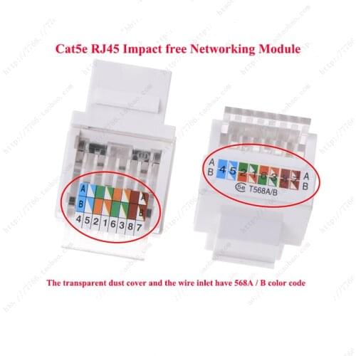 Cat5e RJ45 Punch free Impact free Networking Module Ethernet Module with Color marks Cat5e T568A./B module