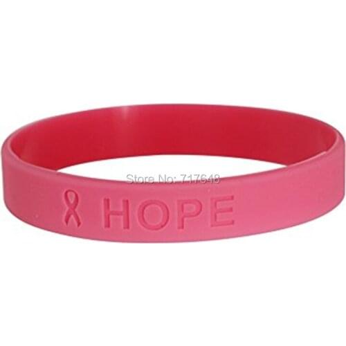 30pcs Pink Hope Breast Cancer Awareness wristband silicone bracelets free shipping by ePacket A