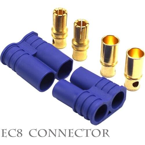 1pair High Current EC8 Gold-Plated Male/Female 8mm Bullet Banana Plug Connector Adapter For RC ESC Motor Lipo Battery Car Toys