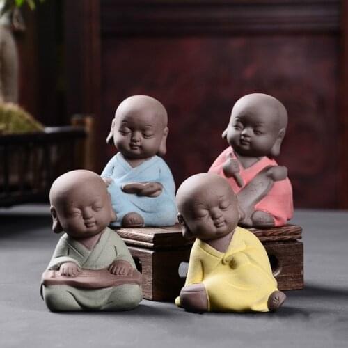 Buddha statues Home decoration Ceramic boutique tea pet Buddha monk purple sand car accessories Buddha Chinese ornaments home