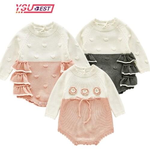 Newborn Baby Girls Boy Rompers Toddler Jumpsuit Girls Candy Color Knitted Baby Clothes Infant Boy Overall Children Outfit Autumn
