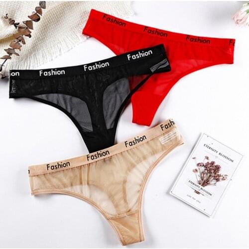 3pcs Panties Women Lace Thong Underwear Sexy G-String Briefs Female Lingerie Ladies Low-Rise Thong T-back Underwear Underpants