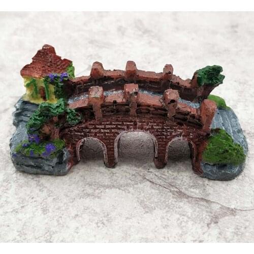 Resin Aquarium Decoration Resin Aquariums Castle Turtle Climbing Three Eye Bridge Tank Landscape Aquarium 1Pc