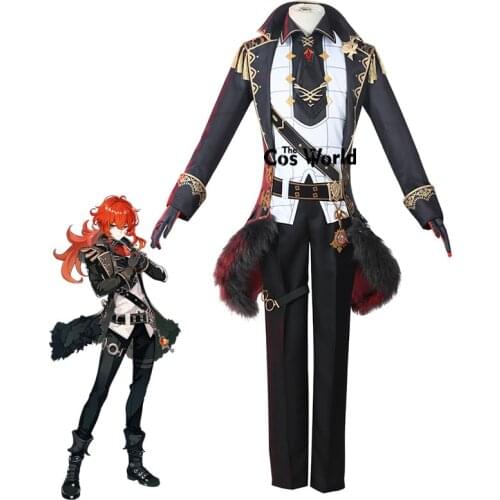 Genshin Impact Diluc Ragnvindr Uniform Outfit Games Customize Cosplay Costumes